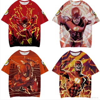 Yb THE FLASH เสื้อยืดลําลอง แขนสั้น พิมพ์ลายภาพยนตร์ DC พลัสไซซ์ สําหรับผู้ชาย และผู้หญิง