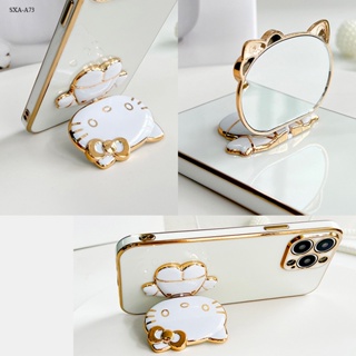 Compatible With Samsung Galaxy A73 A72 A53 A33 A23 A01 A7 2018 4G 5G เคสซัมซุง สำหรับ Case Cartoon Anime Cats Mirror Bracket เคส เคสโทรศัพท์ เคสมือถือ