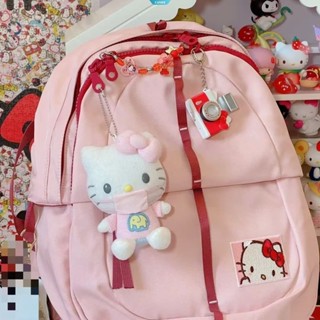 SANRIO กระเป๋าเป้สะพายหลัง กระเป๋านักเรียน แบบนิ่ม จุของได้เยอะ ลาย Hello Kitty น่ารัก แฟชั่นสําหรับเด็กผู้หญิง [CAN]