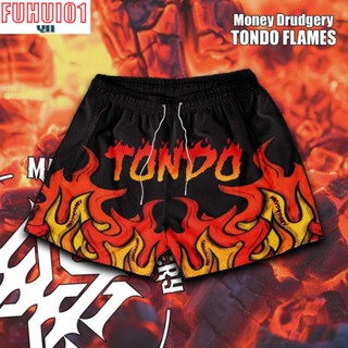 (Fuhui01) Tondo Flames กางเกงขาสั้น ผ้าตาข่าย สําหรับผู้ชาย