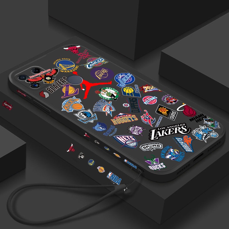 อินเทรนด์แฟชั่นกรณีRealme 8 5G 10 Q5 Pro 5G Q3S 7 C30 C33 C31 GT2 Pro 5G GT NBAบาสเกตบอลเกมสีแดงBull