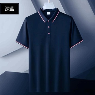 Polo shirt mens short-sleeved 2023 high-grade ice silk T-shirt light extravagant trend business leisure summer shirt