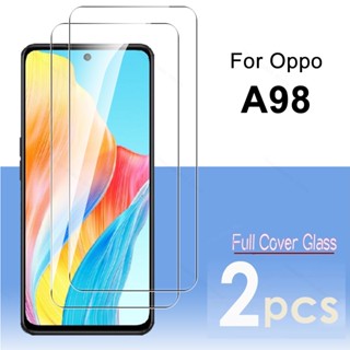 กระจกนิรภัยกันรอยหน้าจอ แบบเต็มจอ สําหรับ Oppo A98 5G 2023 Appo Orro A 98 98A OppoA98 CPH2529 2023 6.72 นิ้ว 2 ชิ้น