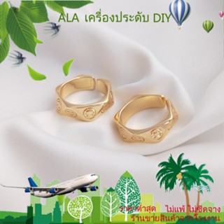 ❤️เครื่องประดับ DIY❤️แหวนชุบทอง 14K ทรงสามเหลี่ยม ลายหน้ายิ้ม ห้ามุม หรูหรา เรียบง่าย[แหวน]