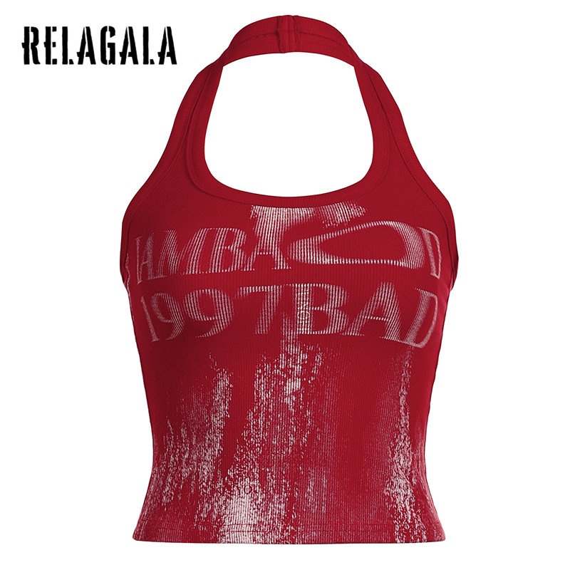 Relagala เสื้อกั๊กถัก เปิดหลัง เข้ารูป สไตล์วินเทจ สําหรับผู้หญิง 2023