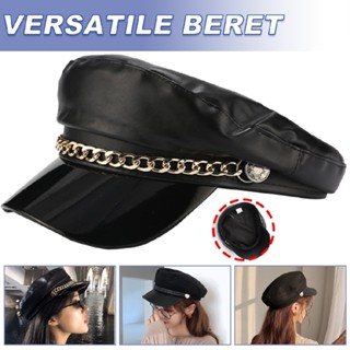 British Retro Women Army Visor Hat Captain Sailor Fashion Painter Beret Cap