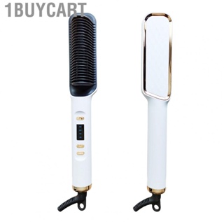 1buycart Hair Straightener Comb  Negative Ions Hair Straightener Brush LCD White EU Plug 220V Dual Purpose Prevent Scalding  for Thick Hair for Home