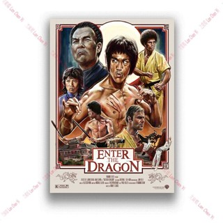 โปสเตอร์ผ้าใบ ลาย Kung Fu Star Bruce Lee Enter The Dragon สไตล์วินเทจ คลาสสิก สําหรับตกแต่งผนังบ้าน