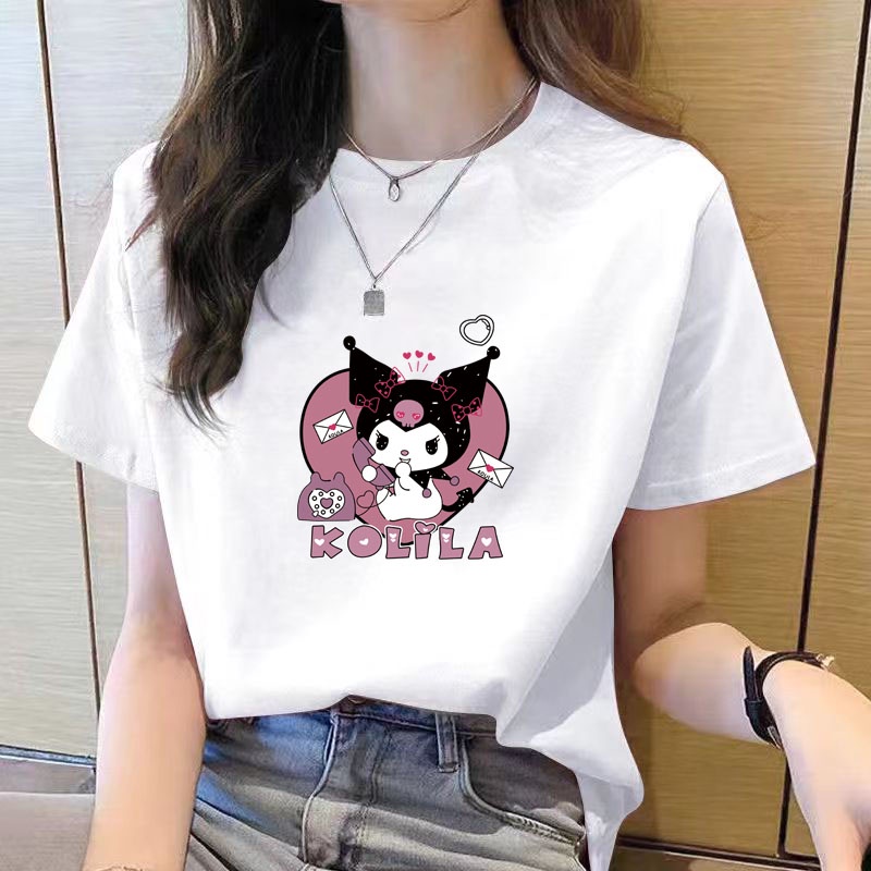 เสื้อยืดแขนสั้น คอกลม ทรงหลวม ขนาดใหญ่ สีขาว แฟชั่นฤดูร้อน สไตล์เกาหลี สําหรับผู้หญิง 2023