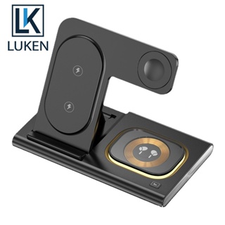 Luken 3 in 1 แท่นชาร์จไร้สาย 15W ชาร์จเร็ว สําหรับ Samsung Galaxy Flip 4 S22 Ultra S21 S20 S10 Galaxy Watch 5 4 Active 2 Buds