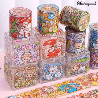 Mrc สติกเกอร์เทป ลายการ์ตูนเด็กผู้หญิง ดอกไม้น่ารัก กันน้ํา สําหรับตกแต่งสมุดไดอารี่ อัลบั้ม สมุดภาพ 1 ม้วน