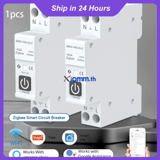 Richanghuodong TUYA ZigBee เบรกเกอร์อัจฉริยะพร้อมการวัดแสง 1P 63A DIN Rail สำหรับบ้านอัจฉริยะ สวิตช์ควบคุมระยะไกลไร้สาย Smart Life APP ทำงานร่วมกับ Alexa Google home Yandex Alice