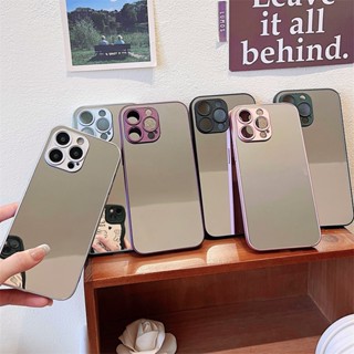 เคสโทรศัพท์มือถืออะคริลิค ขอบตรง กันตก ป้องกัน พร้อมกระจก สําหรับ Apple Iphone IP13 13Pro IP 13 Pro Max IP14 14Pro IP 14 Plus IP 14 Pro Max