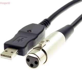 [HopeU] อะแดปเตอร์สายเคเบิล XLR ตัวเมีย เป็น USB ตัวผู้ 10 ฟุต สําหรับไมโครโฟนบันทึกเสียง