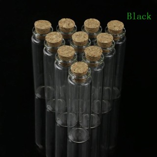 ขวดแก้ว ขนาดเล็ก พร้อมจุกไม้คอร์ก 20 มล. สีดํา 10 ชิ้น