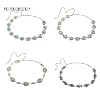Youyo เข็มขัดโซ่เทอร์ควอยซ์ สไตล์ตะวันตก สําหรับผู้หญิง