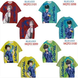 Yyds เสื้อยืดแขนสั้นลําลอง พิมพ์ลายอนิเมะ Bachira Meguru Isagi Yoichi 3D สีฟ้า พลัสไซซ์ สําหรับทุกเพศ