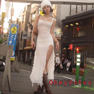 Odokey- ชุดเดรสยาว ซีทรู แขนกุด ผ่าข้าง สีพื้น เปิดหลัง สําหรับผู้หญิง