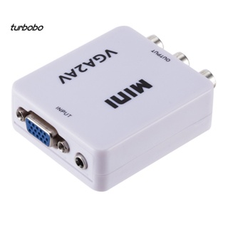 Turbobo 1080P Mini VGA to RCA/AV/CVSB + อะแดปเตอร์แปลงเสียงเชื่อมต่อ สําหรับ HDTV PC