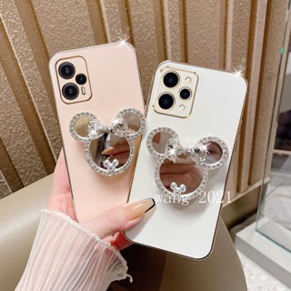 พร้อมส่ง เคสโทรศัพท์มือถือนิ่ม ลายการ์ตูนน่ารัก มีกระจกแต่งหน้า ประดับพลอยเทียม สีแคนดี้ สําหรับ Redmi 12 4G 13 Ultra 2023 Redmi12 4G