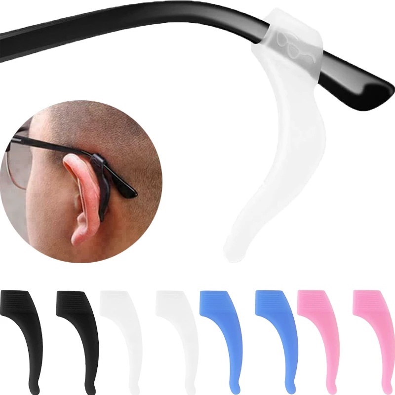 2 คู่ ซิลิโคน กีฬากลางแจ้ง กันลื่น ที่จับแว่นตา / แว่นตา ป้องกันการหล่น ตะขอเกี่ยวหู อุปกรณ์เสริมปลอกแว่นตา