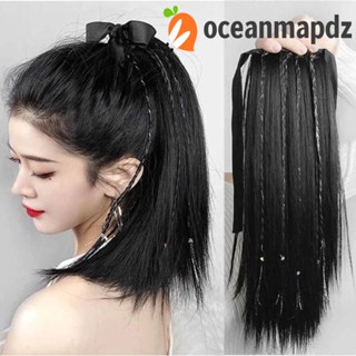 OCEANMAPDZ วิกผมหางม้า แบบยาวตรง สีน้ําตาล คุณภาพสูง สีดํา แฟชั่นสําหรับผู้หญิง