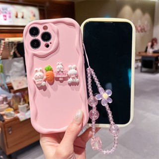 สําหรับ Xiaomi Poco F4 F3 F2Pro M3Pro Redmi Note10 5G Note9T Note8 Pro เคสโทรศัพท์มือถือ Soft TPU Case เคสมือถือ 3D Cute Cartoon Radish Rabbit ลายคลื่น หลากสี เคสซิลิโคน ป้องกันการตก มีเชือกแขวนอยู่