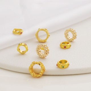 สร้อยคอลูกปัด 14K ประดับเพทาย รูขนาดใหญ่ แฮนด์เมด diy