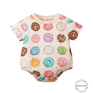 Babyclothes- ชุดบอดี้สูท รอมเปอร์ แขนสั้น คอกลม พิมพ์ลายโดนัท น่ารัก แฟชั่นฤดูร้อน สําหรับเด็กผู้ชาย เด็กผู้หญิง