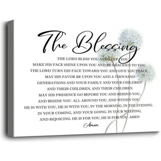 โปสเตอร์ผ้าใบ ลาย The Blessing Song Lyrics Kari Jobe Elevation Worship Lyrics หมายเลข 6:24-26 สําหรับตกแต่งผนัง ห้องนั่งเล่น