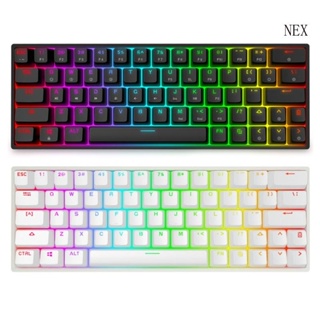 Nex GK64 คีย์บอร์ดเมคคานิคอล 64 คีย์ พร้อมไฟแบ็คไลท์ RGB LED กันน้ํา สําหรับเล่นเกม