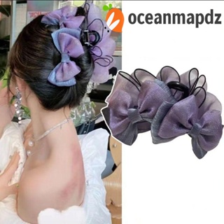 OCEANMAPDZ กิ๊บติดผม ผ้าตาข่าย ประดับโบว์ สไตล์เกาหลี หรูหรา เหมาะกับของขวัญปาร์ตี้ สําหรับผู้หญิง