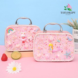 Taylor2pv กระเป๋าเครื่องสําอาง หนัง PU ลายแมวน่ารัก แฮนด์เมด สําหรับเด็ก