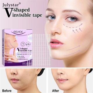 JULYSTAR Face Lift Patch V-Shaped Face Breathable เทปที่มองไม่เห็นกระชับริ้วรอยผิวหย่อนคล้อย Face Contours Lift เทปกาว Chin Lift Patch ชุดแต่งหน้ากันน้ำ 60 ชิ้น/กล่อง