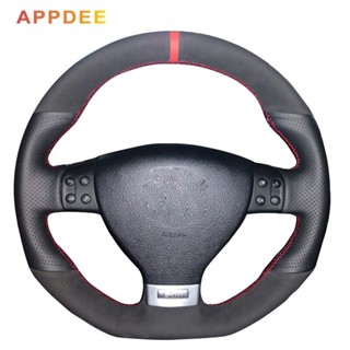 Appdee ปลอกหนังหุ้มพวงมาลัยรถยนต์ สีดํา สําหรับ Volkswagen Golf 5 Mk5 GTI VW Golf 5 R32 Passat R GT 2005