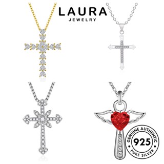 Laura Jewelry Moissanite สร้อยคอเงิน 925 จี้ไม้กางเขน สีทอง เรียบง่าย เครื่องประดับ สําหรับผู้หญิง M092