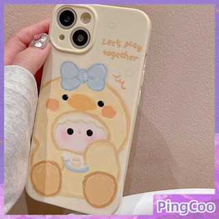 สำหรับ iPhone 11 เคสไอโฟนฟิล์มครีมเคสโทรศัพท์ TPU กันกระแทกเคสรูปถ่ายกล้องน่ารักเป็ดสีเหลืองเข้ากันได้กับ iPhone 14 13 Pro max 12 Pro Max xr xs 7Plus 8Plus