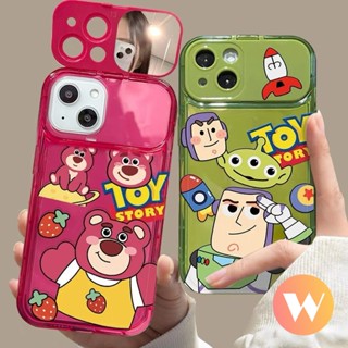 เคสโทรศัพท์มือถือ แบบนิ่ม ลายการ์ตูน Toy Story 3 มิติ มีกระจกแต่งหน้า และสายคล้อง สําหรับ Oppo A57 A9 A5 2020 A12 A15s A35 A77s A12E A15 A77 A53 A7 A3s A5s A33 F9 Pro A31