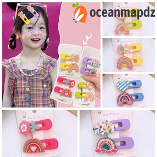 OCEANMAPDZ ชุดกิ๊บติดผมอะคริลิค รูปหัวใจ และดอกไม้น่ารัก สีรุ้ง สําหรับเด็ก จํานวน 2 ชิ้น ต่อชุด