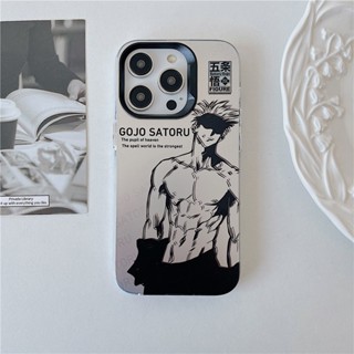 เคสโทรศัพท์ซิลิโคน แบบนิ่ม ลายการ์ตูนมหาเวทย์ผนึกมาร Satoru Gojo ชุบเงิน สําหรับ iPhone 14 Pro Max 11 12 Pro Max 13 Pro Max