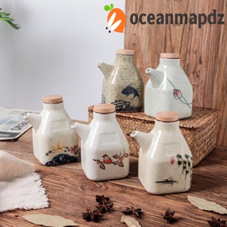 OCEANMAPDZ กระปุกเซรามิค สําหรับใส่เครื่องเทศ พริกไทย น้ําตาล สไตล์ญี่ปุ่น ย้อนยุค แบบสร้างสรรค์