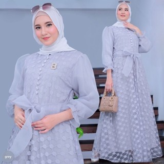 - Ratna Dress Gamis Muslim Maxy Matt Tille Dot Full Mix Organza All Size Fit To XL Besar ชุดเดรสปาร์ตี้