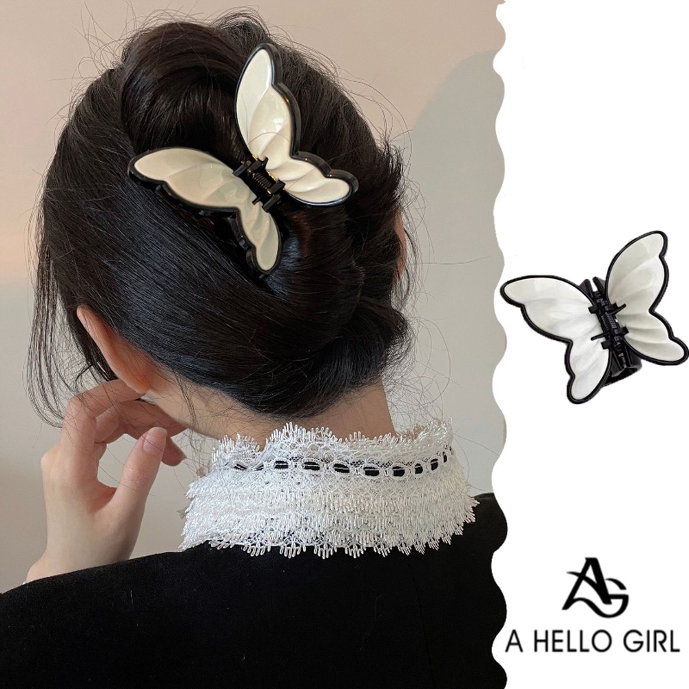A HELLO GIRL กิ๊บติดผม รูปผีเสื้อ หรูหรา สไตล์วินเทจ สําหรับผู้หญิง