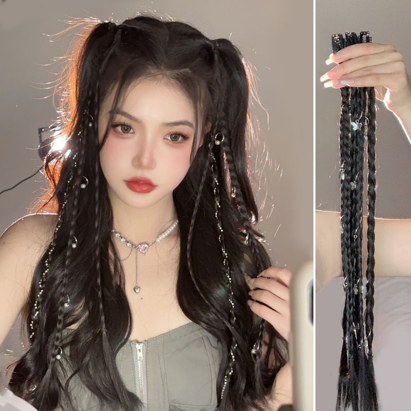 วิกผม Braids สาวร้อน y2k Twist Braids ขนาดเล็ก Braids Tying ผมที่มีสีสันสกปรก Braids มวย Braids ผมถั