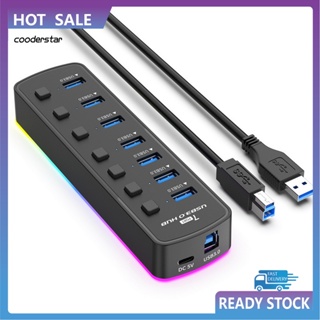 Cood 7 in 1 อะแดปเตอร์ฮับ USB 3.0 RGB พาวเวอร์ซัพพลาย ความเร็วสูง สําหรับแล็ปท็อป คอมพิวเตอร์