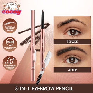 cocoy O.two.o Triangle ดินสอเขียนคิ้ว Precise Brow Definer Long Lasting Waterproof สีบลอนด์ สีน้ำตาล Eye Brow Makeup