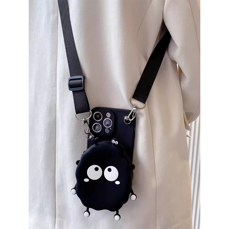 เคสโทรศัพท์มือถือนิ่ม ปิดด้านหลัง แบบเต็ม ลายการ์ตูน พร้อมกระเป๋าสตางค์ และสายคล้องคอ สําหรับ Xiaomi