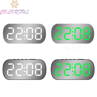 【COLORFUL】Digital Alarm Clock ABS Plastic Adjustable LED Mirror White/Black Shell