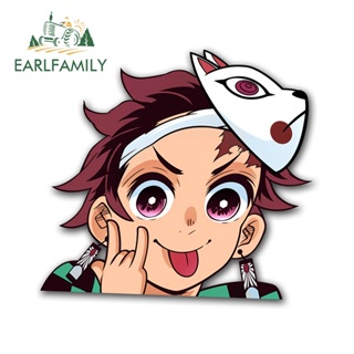 Earlfamily สติกเกอร์ติดรถยนต์ ลาย Demon Slayer Kamado Tanjirou Peek น่ารัก ขนาด 13 ซม. x 12 ซม.