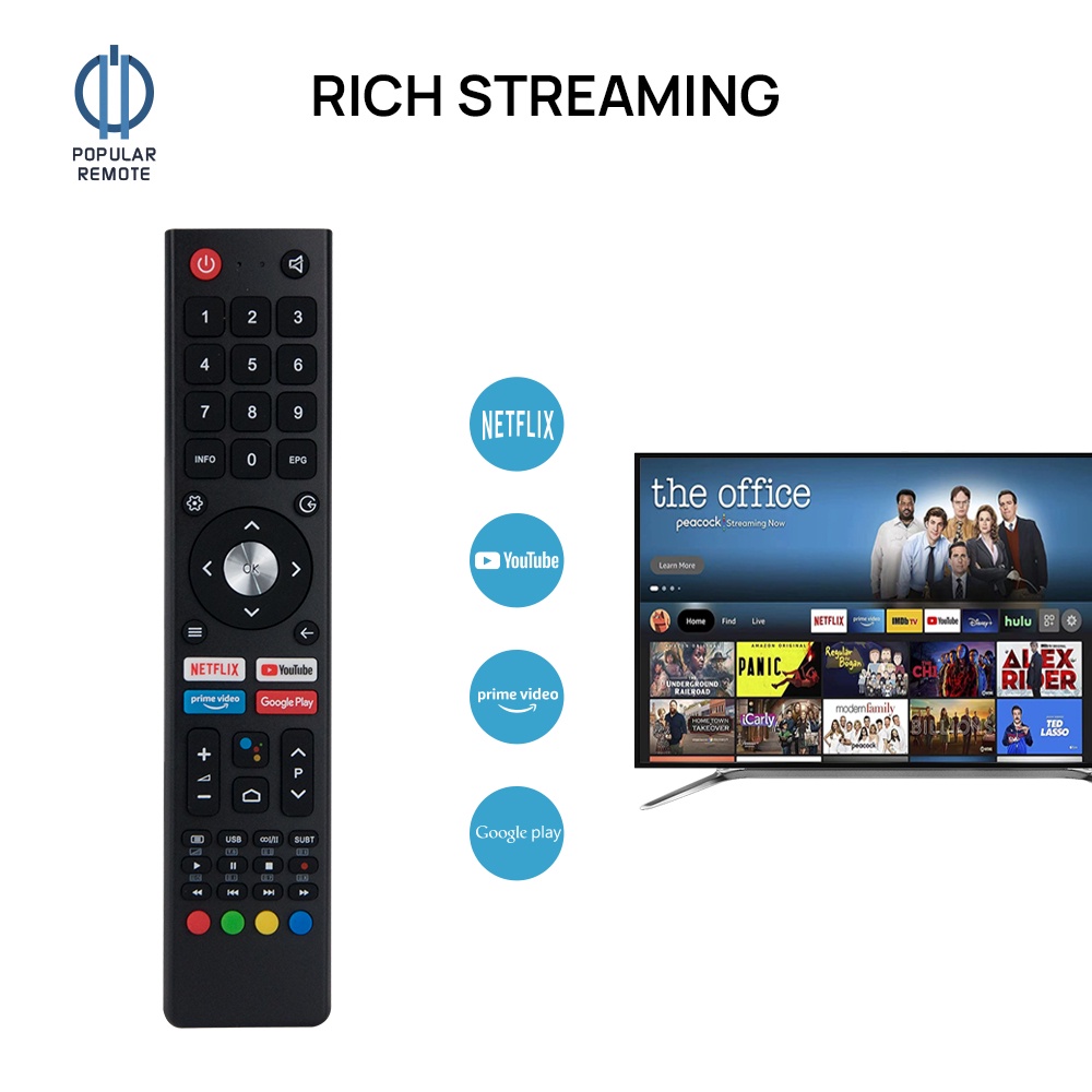 เสียงทีวีรีโมทคอนโทรลสําหรับ Changhong CHiQ Android สมาร์ททีวีรีโมทคอนโทรลไร้สาย L32G7H U43G7H U50G7